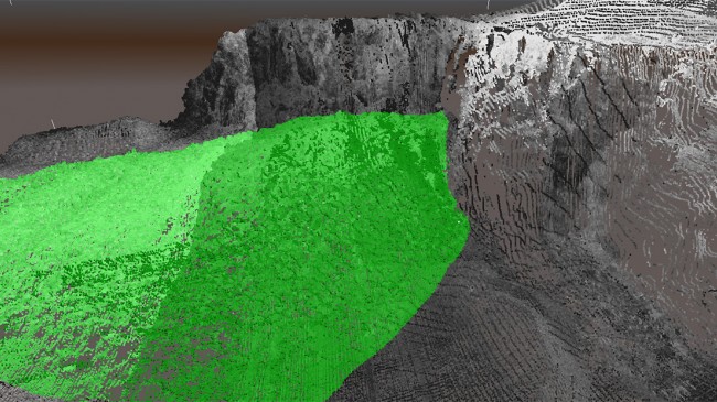 LiDAR image with the volumetric calculation completed.